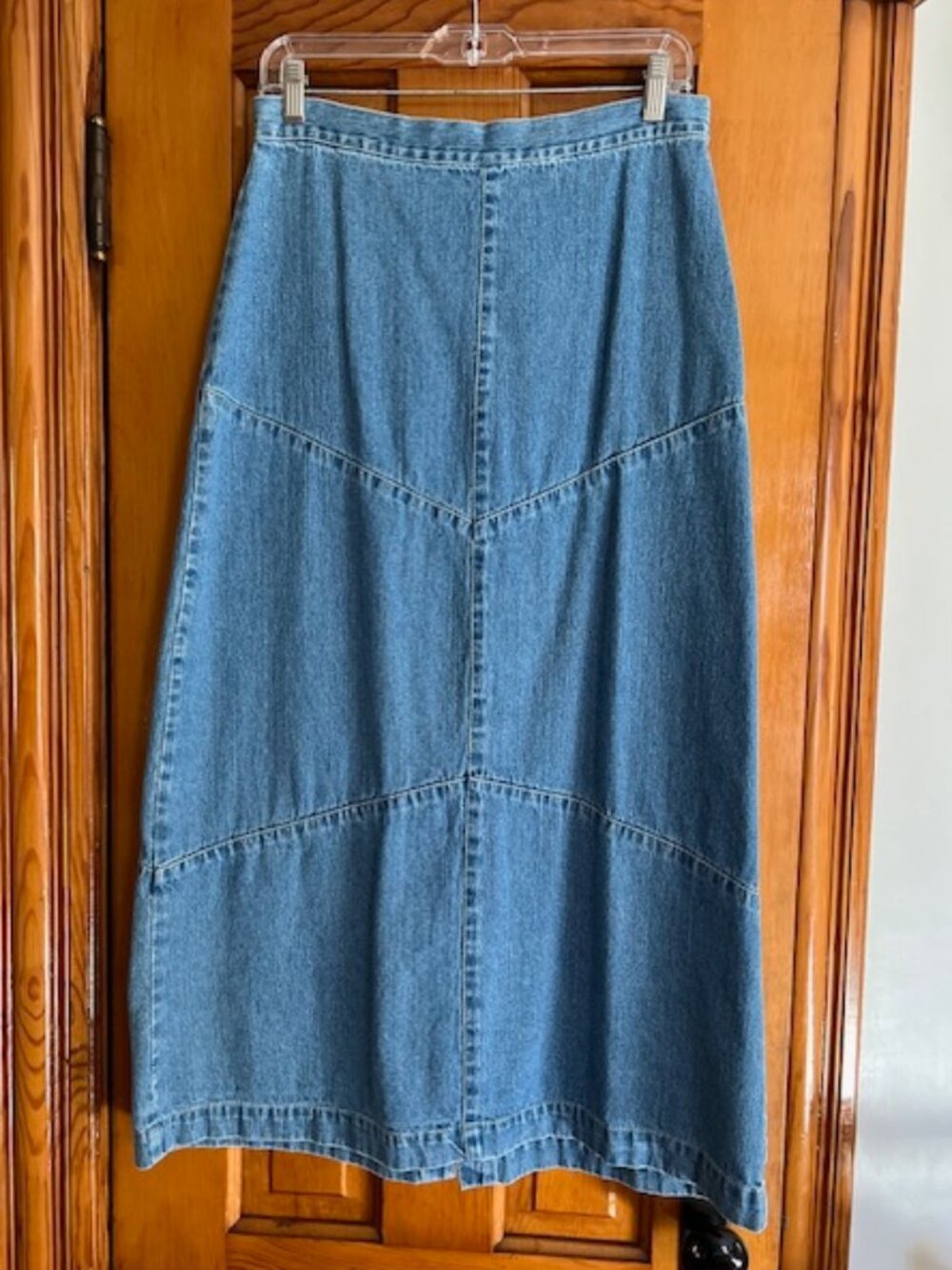 VTG Field Gear Denim Patchwork Jean Y2K Maxi Skirt Woman's 8